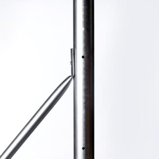 Round steel fence post and diagonal support stay