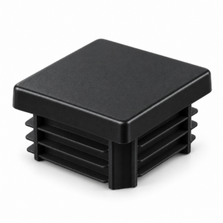 Black plastic square-post cap with ribbed insert