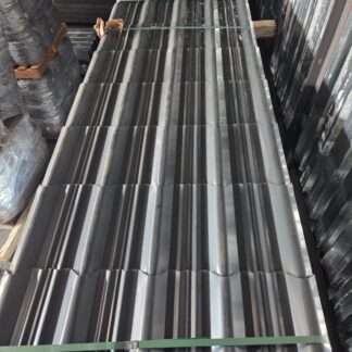 Charcoal Super Roof sheets stacked in the warehouse